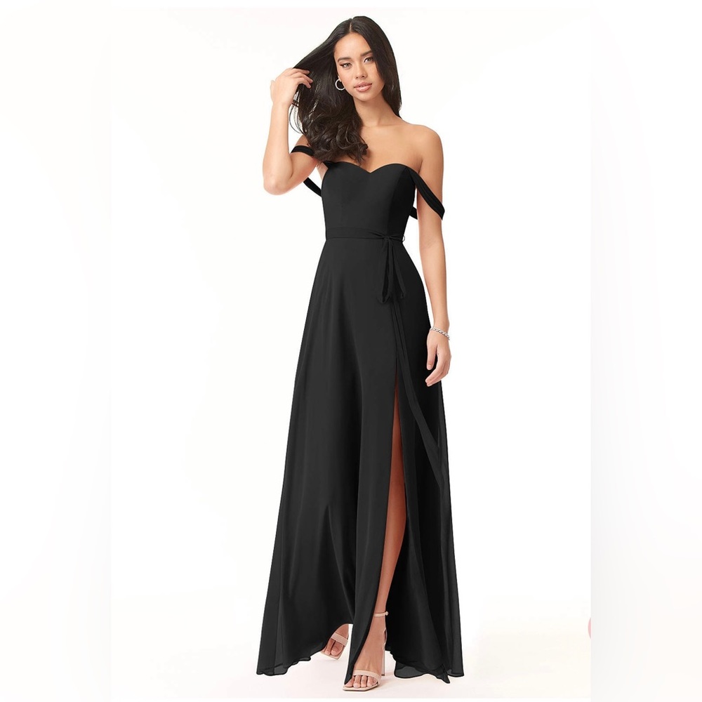 BRAND NEW Azazie chiffon dress in black